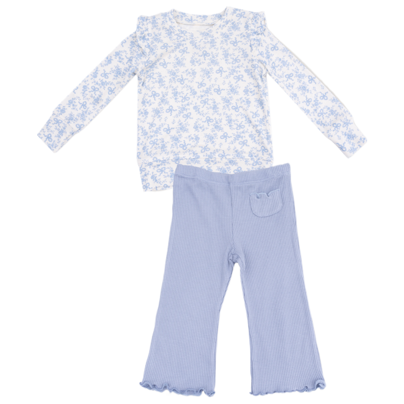 Angel Dear Angel Dear Ruffle Rib Shirt & Waffle Flare Pant - Romi Floral