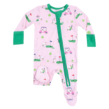 Angel Dear Angel Dear Ruffle Zipper Footie - Dog Gone Golf Pink