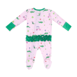 Angel Dear Angel Dear Ruffle Zipper Footie - Dog Gone Golf Pink