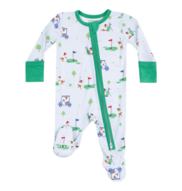 Angel Dear Angel Dear Zipper Footie - Dog Gone Golf Blue