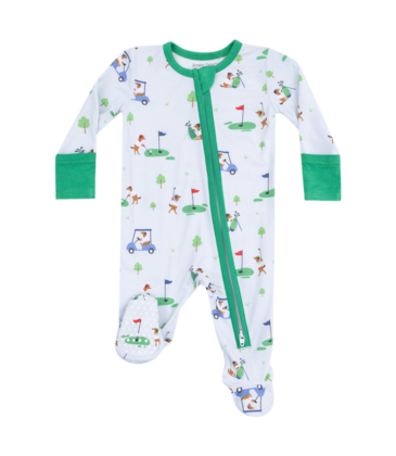 Angel Dear Angel Dear Zipper Footie - Dog Gone Golf Blue