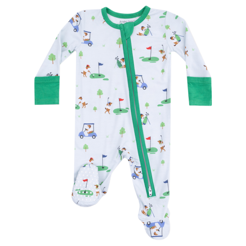 Angel Dear Angel Dear Zipper Footie - Dog Gone Golf Blue