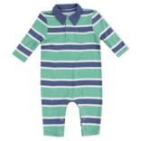 Angel Dear Angel Dear Polo Romper - Rugby Stripe Green/Navy