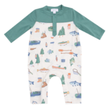 Angel Dear Angel Dear Contrast Sleeve Romper - Fishing Things