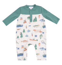 Angel Dear Angel Dear Contrast Sleeve Romper - Fishing Things