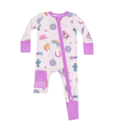 Angel Dear Angel Dear Zipper Romper - Disco Cowgirl