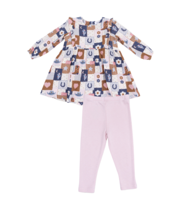 Angel Dear Angel Dear Ruffle Dress & Legging Set - Patchwork Cowgirl