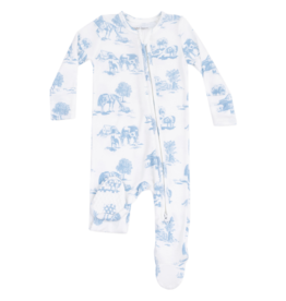 Angel Dear Angel Dear Zipper Footie - Farm Toile Blue