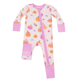 Angel Dear Angel Dear Zipper Romper - Autumn Pumpkins Pink