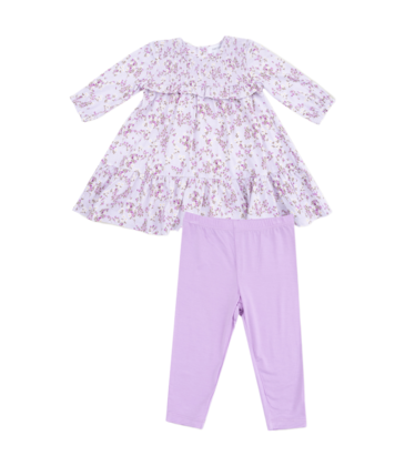 Angel Dear Angel Dear Smocked Tiered Dress & Legging Set - Sweet Dream Florals