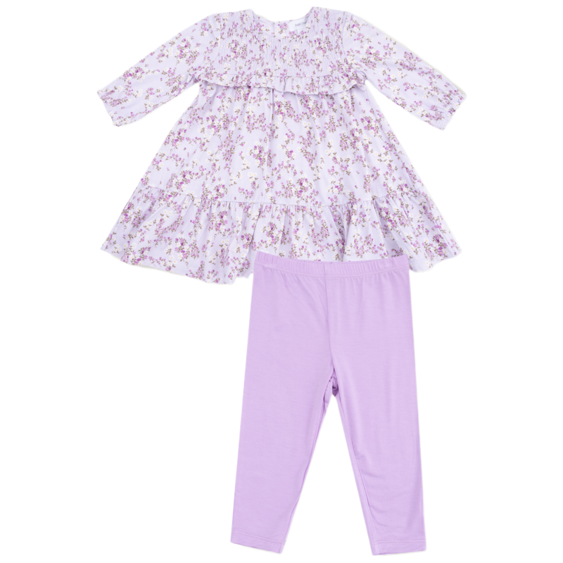 Angel Dear Angel Dear Smocked Tiered Dress & Legging Set - Sweet Dream Florals