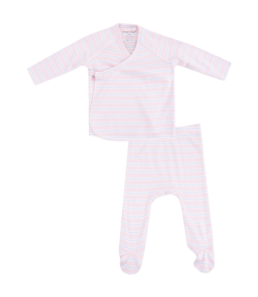 Angel Dear Angel Dear Kimono Footed Set - Pink Multi Stripe