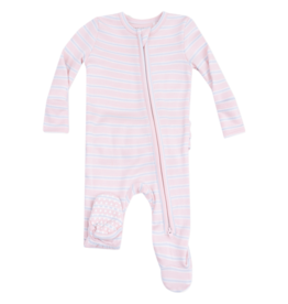 Angel Dear Angel Dear Ruffle Zipper Footie - Pink Multi Stripe