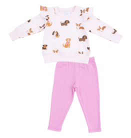 Angel Dear Angel Dear French Terry Ruffle Sweatshirt & Legging Set - Best Friend Dogs