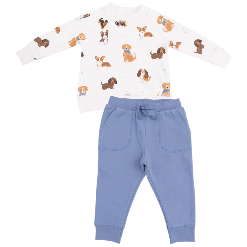 Angel Dear Angel Dear French Terry Sweatshirt & Jogger Set - Best Friend Dogs