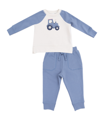 Angel Dear Angel Dear French Terry Sweatshirt & Jogger Set - Mini Tractors