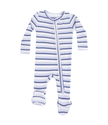Angel Dear Angel Dear Zipper Footie - Vintage Stripe Blue