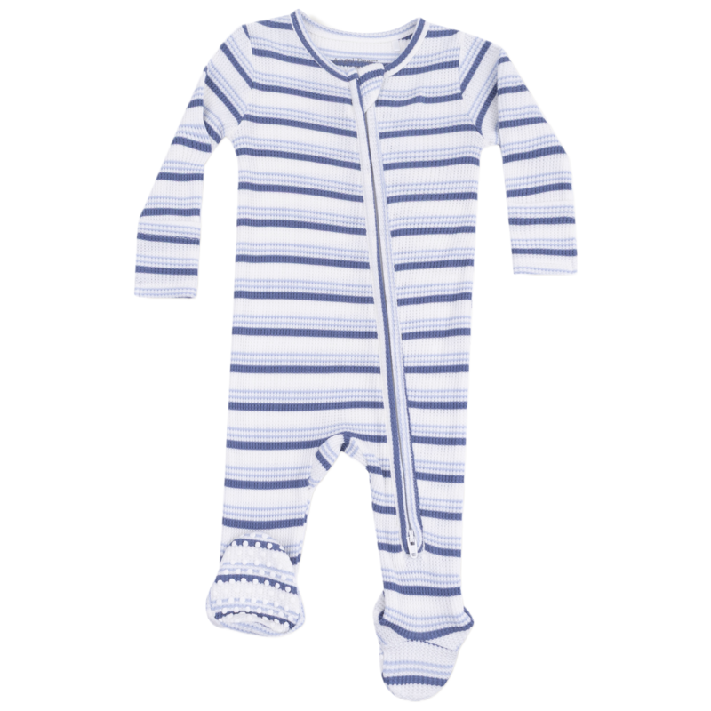 Angel Dear Angel Dear Zipper Footie - Vintage Stripe Blue