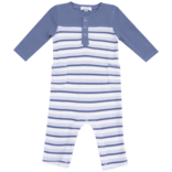 Angel Dear Angel Dear Contrast Sleeve Romper - Vintage Stripe Blue