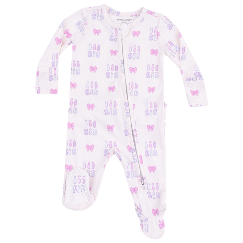 Angel Dear Angel Dear Ruffle Zipper Footie - Lil Sis
