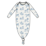 Angel Dear Angel Dear Knotted Gown - Farm Toile Blue