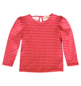 Nella June Nella June LS Puff Sleeve Tee - Red & White Heart Stripe