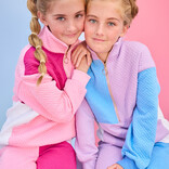 Bisby Bisby Lavender & Blue Quilted Trellis Color Block Pullover