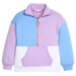 Bisby Bisby Lavender & Blue Quilted Trellis Color Block Pullover