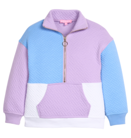 Bisby Bisby Lavender & Blue Quilted Trellis Color Block Pullover