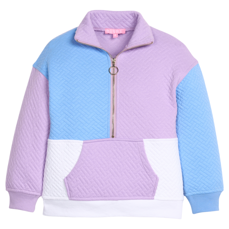 Bisby Bisby Lavender & Blue Quilted Trellis Color Block Pullover