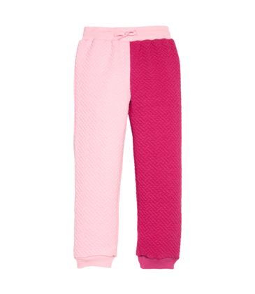 Bisby Bisby Pink & Cranberry Quilted Trellis Color Block Jogger