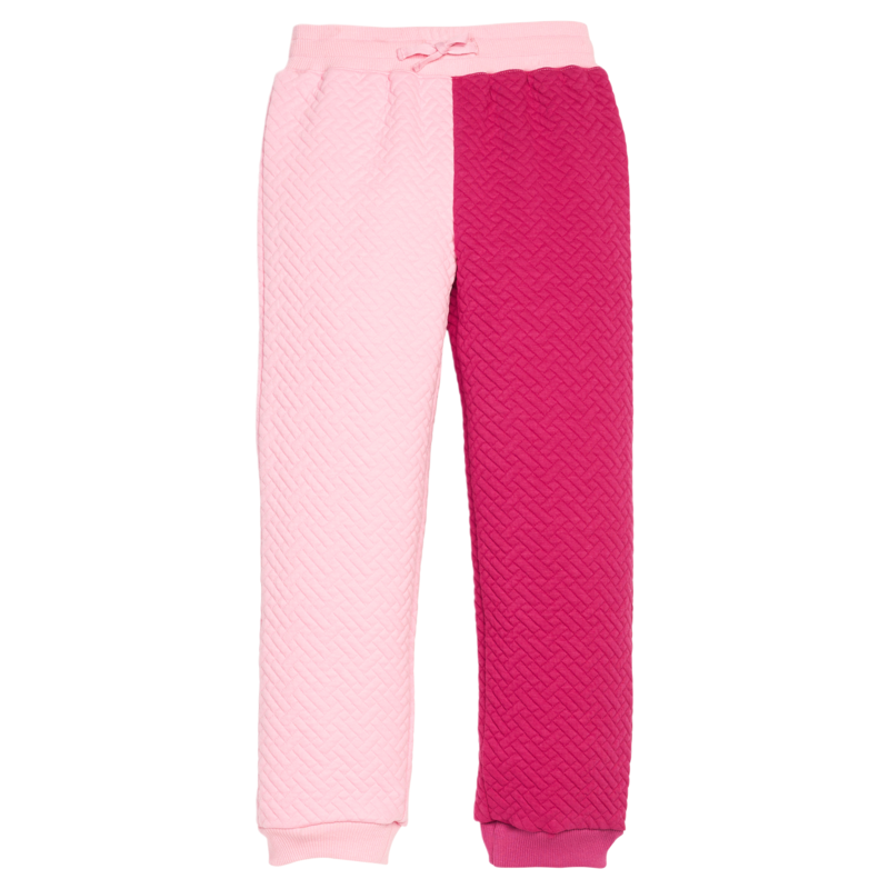 Bisby Bisby Pink & Cranberry Quilted Trellis Color Block Jogger