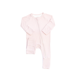 The Uptown Baby The Uptown Baby Pink Mini Stripes Zipper Romper