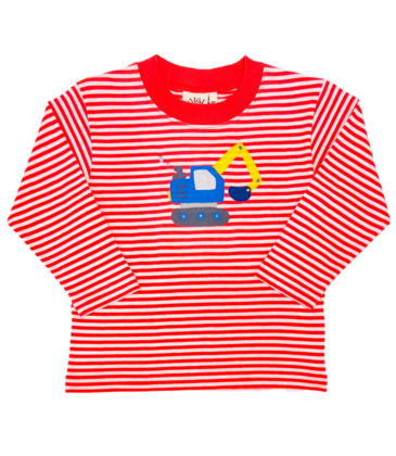 Luigi Luigi Retro Backhoe Coral Stripe T-Shirt