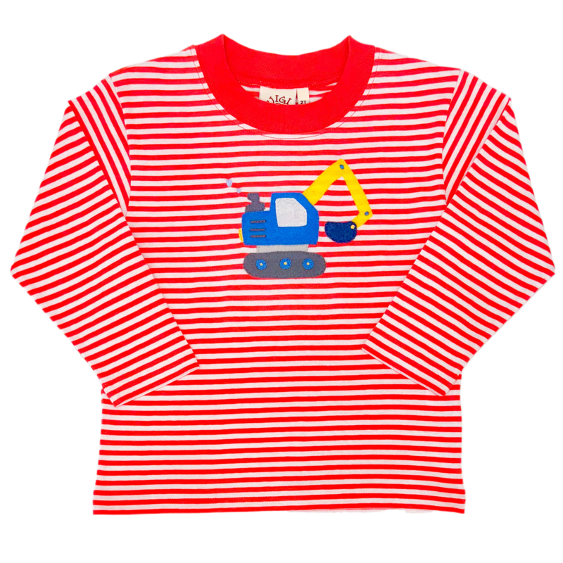 Luigi Luigi Retro Backhoe Coral Stripe T-Shirt