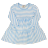 Luigi Luigi Sky Blue Stripe Tiered Dress