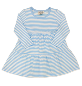 Luigi Luigi Sky Blue Stripe Tiered Dress