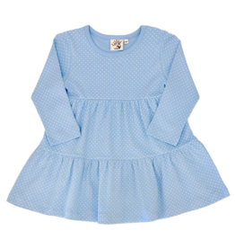 Luigi Luigi Sky Blue Polka Dot Tiered Dress