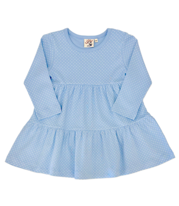 Luigi Luigi Sky Blue Polka Dot Tiered Dress