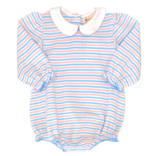 Luigi Luigi Blue/White/Pink Stripe Ruffle Bubble