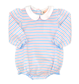 Luigi Luigi Blue/White/Pink Stripe Ruffle Bubble