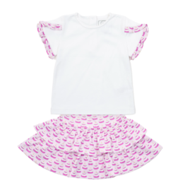 Lila + Hayes Lila + Hayes Winnie Skirt Set - Birthday Cake Pink