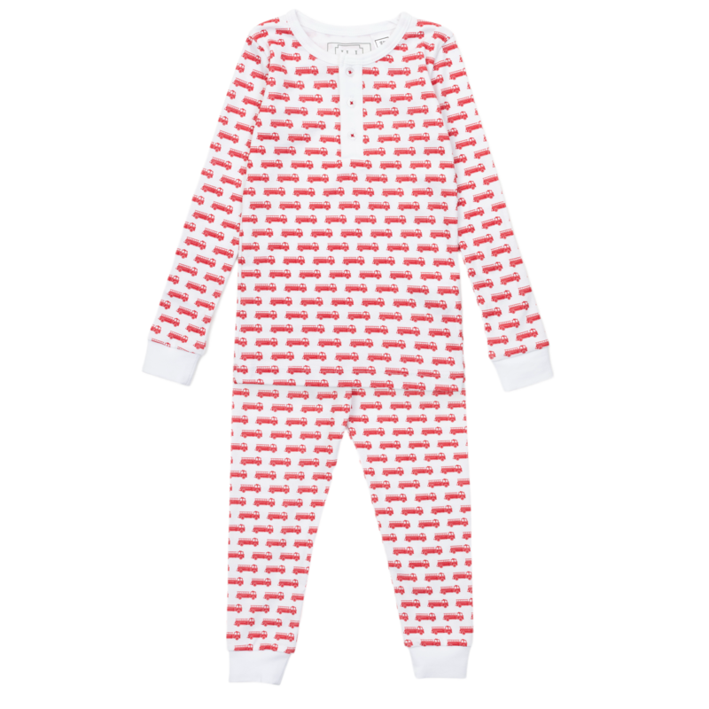 Lila + Hayes Lila + Hayes Jack Pajama Set - Fire Truck Red
