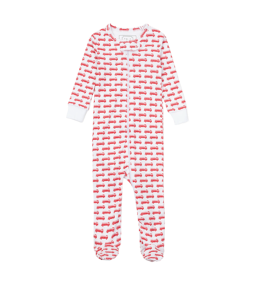 Lila + Hayes Lila + Hayes Parker Zipper Pajama - Fire Truck Red