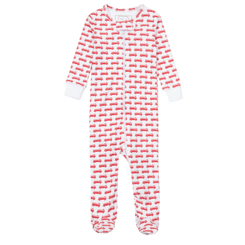 Lila + Hayes Lila + Hayes Parker Zipper Pajama - Fire Truck Red
