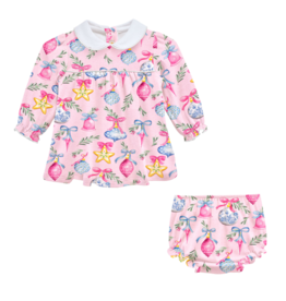 Baby Club Chic Baby Club Chic Bright Holiday Collared Dress w/ Bloomer