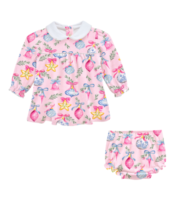 Baby Club Chic Baby Club Chic Bright Holiday Collared Dress w/ Bloomer