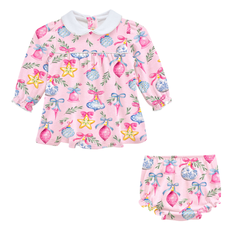 Baby Club Chic Baby Club Chic Bright Holiday Collared Dress w/ Bloomer