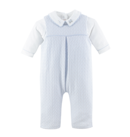 Baby Club Chic Baby Club Chic Blue Braided Collar Overall Set