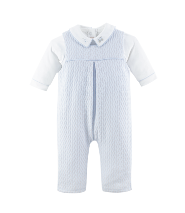Baby Club Chic Baby Club Chic Blue Braided Collar Overall Set